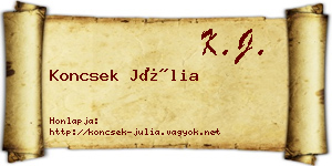 Koncsek Júlia névjegykártya
