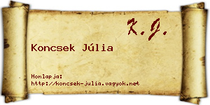 Koncsek Júlia névjegykártya