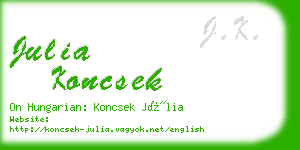 julia koncsek business card